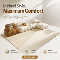 Tapis de salon en fibre de polyester de style pastoral, lavable en machine et résistant aux taches, personnalisable pour une utilisation en intérieur