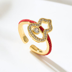 Original Design Fortune Prosperity Ring Heart Shape Red String Gourd Adjustable Index Finger Ring For Women Jewelry Gift - Product Image 4
