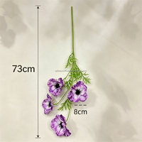 L-431 Vente en gros d'anémones à longues tiges, artificielles, blanches, bordeaux, pour mariage, bouquet de fête, décoration de centre de table de bureau