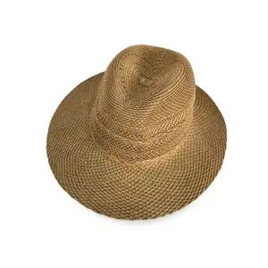 Chapeaux de paille de plage d'été à large bord tricotés personnalisés bon marché chapeaux panama