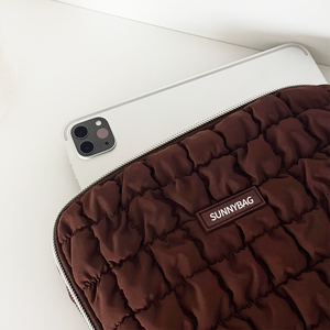 Puffy Laptop Sleeve Custom Quilted Chocolate <strong>iPad</strong> Sleeve <strong>Protective</strong> Brown Tech <strong>Case</strong> <strong>for</strong> 11 Inch <strong>iPad</strong> &amp; Tablets - Product Image 3