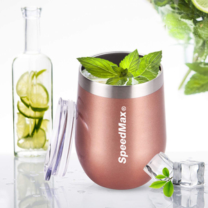 Gobelet en acier inoxydable à double paroi de 12 oz 350ml tasse isolée sous vide avec couvercle pour <span class=keywords><strong>cocktails</strong></span> de vin de bière et vin sans tige - Product Image 4