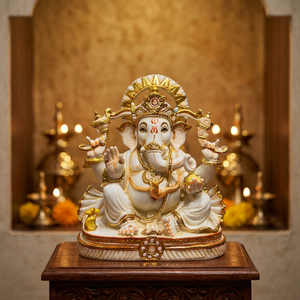 Statue traditionnelle du Seigneur Ganesha en résine faite à la main |   Idole de Ganesh pour la décoration spirituelle de la maison et du bureau, et comme cadeau - Product Image 1