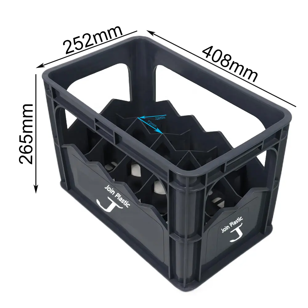 انضم إلى 100% العلامة التجارية منفس HDPE PP زجاجة بيرة النبيذ صندوق بلاستيكي للبيع البلاستيك حامل زجاجات البيرة المشروبات قفص