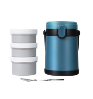 Boîte à bento isolée à 3 niveaux, empilable, OEM, en acier inoxydable, 4 couches, tiffin, conteneur alimentaire, boîte à lunch avec poignée