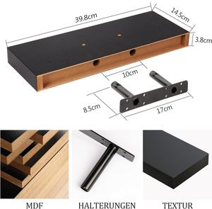 Étagères flottantes, étagères murales en <span class=keywords><strong>bois</strong></span> noir avec supports invisibles, lot de 2, étagères murales suspendues comme décoration pour la chambre - Product Image 3