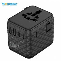 Adaptateur de voyage universel WorldPlug PD 5.6A 28W avec ports 2A3C Protection de sécurité compatible avec les écouteurs