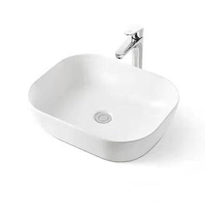 Ingrosso Hotel di lusso moderno ciotola singola quadrata lavabo in ceramica con piedistallo - Product Image 2