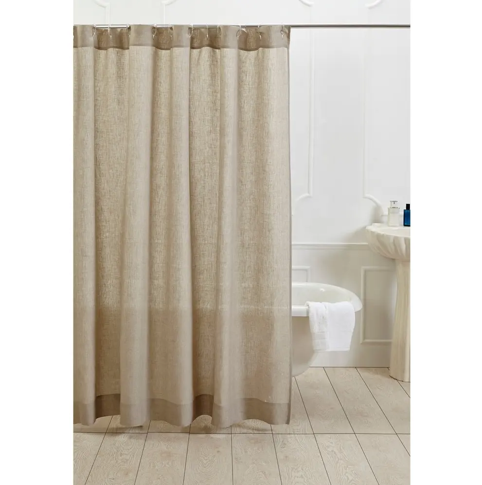 100% tự nhiên mềm Linen Chất liệu cây gai dầu vải không thấm nước Linen tắm Rèm cửa cho phòng tắm