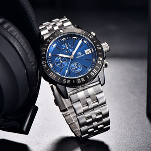 Benyar Men's Watch 42mm Round Dial Chronograph Quartz Stainless Steel Strap Waterproof Luminous Date Calendar - Product Image 2