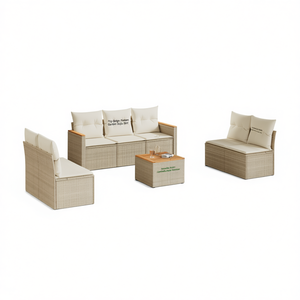 Ensemble de canapés de jardin en polyrotin beige, mobilier d'extérieur modulaire, design contemporain confortable - Product Image 1