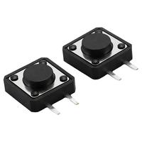 Interrupteur Tactile Momentané 12x12x5H Type à Pression Latérale 2 Broches DIP 1NO Noir Bouton Poussoir Tactile Adapté aux Appareils Ménagers