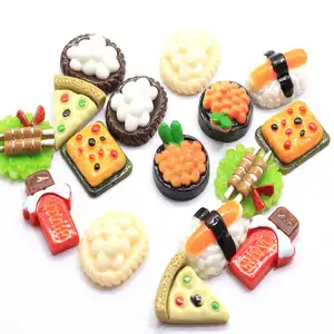 Assorted Simulation Re-ment Mini Pizza Sushi Resin Charms Flatback Food Resin Cabochon Dollhouse Miniature Simulation Food DIY