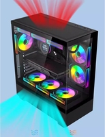 SNOWMAN CS087 Tempered Glass ATX Black & White Computer Case & Mid Tower PC Case With 9 Fans