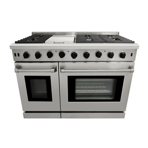 Cuisinière à gaz à double four de 48 pouces avec cuisinière à gaz à 6 brûleurs pour les ménages avec fonctionnalité de gril - Product Image 1