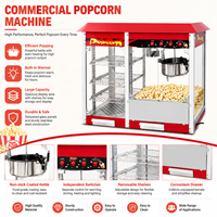 Machine à Popcorn Électrique Professionnelle Commerciale en Acier Inoxydable avec Chauffe-Plat et Éclairage pour Cinémas et Magasins