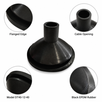 DT40-12-40  Passe-câble en caoutchouc EPDM noir pour automobile, résistant à la poussière et au vieillissement