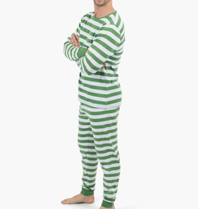 Ensembles de pyjamas confortables pour hommes, 2 pièces, manches longues, vêtements de sport thermiques, vêtements de maison, pyjamas pour hommes et garçons, coton rayé, pyjamas de vacances - Product Image 4