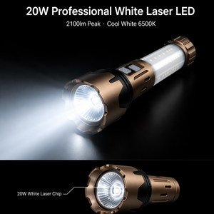 WOSEN 30W Powerful White Laser LED Flashlight Zoomable Outdoor Turbo Stepless Torch 6500mAh <b>USB</b> <b>C</b> Rechargeable Power Bank - Product Image 2