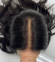 Perruque en cheveux naturels, vente en gros, avec dessus en dentelle, couleur brun naturel, ondulations souples, nœuds blanchis, perruque américaine pour mariage, nœuds simples en silicone