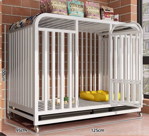 Jaula para Perros Grandes Personalizada, Plegable, de Metal, con Doble Puerta, Diseño Sólido con Botones, Bandeja de Plástico, Ecológica - Product Image 2