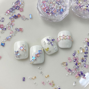 Màu Sắc Cầu Vồng Móng Tay Kim Cương Siêu Flash Nước Drop Horse Eye Zircon Đồ Trang Sức Tinh Tế Vuông Pha Lê Nail Charms - Product Image 5