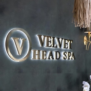 Lettere luminose moderne personalizzate con effetto alone, lettere 3D illuminate con retroilluminazione per loghi aziendali - Product Image 3