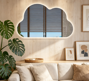 Heavenly <b>Mirror</b> Modern Smart Glass Cloud Shape Wall-Mounted Touch-Switch LED <b>Bath</b> <b>Mirror</b> with Natural Marble Frame for Bathroom - Product Image 5