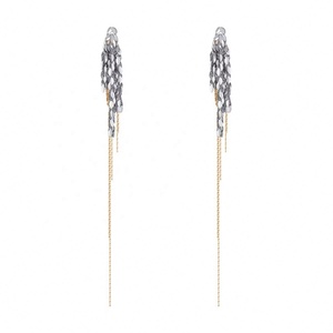 Yujie 2024 Nouveau style tendance, boucles d'oreilles pendantes à longues franges en forme d'épi de blé, style haut de gamme, pour visages ronds - Product Image 2