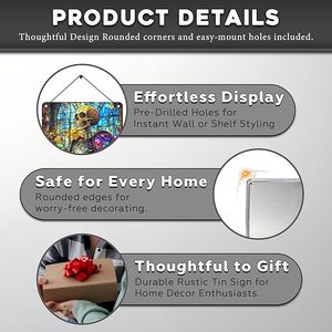 Tùy Chỉnh Kính Màu Skeleton Tin Dấu Hiệu Kim Loại Đầy Màu Sắc Tấm Cho Gothic Nhà Tường Và Thanh Trang Trí - Product Image 5