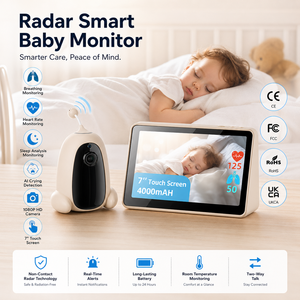 Monitor de Bebé Inteligente con Pantalla Táctil de 7 Pulgadas, Cámara con Radar, Análisis <span class=keywords><strong>del</strong></span> Sueño, Monitoreo con Valla Virtual, Monitor de Respiración y Latidos <span class=keywords><strong>del</strong></span> Corazón <span class=keywords><strong>del</strong></span> Bebé - Product Image 1