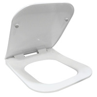 Abattant de toilette moderne en urée, design extra fin, forme carrée, fermeture lente, déverrouillage rapide