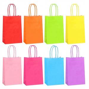 Sacs en papier kraft colorés KM 22*11*27cm, sacs en papier portables, sacs rectangulaires, couleur bonbon, sacs de shopping en papier kraft colorés - Product Image 1
