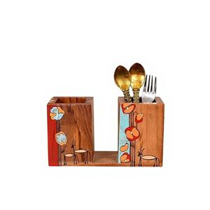Moderno y Rústico Porta Cucharas de Madera de Tres Niveles, Diseño de Cocina con Impresión Personalizada, Resistente al Calor, Sostenible, Hecho a Mano, Ajustable - Product Image 1