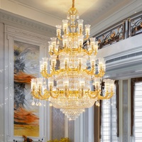 Lustre en or en cristal de luxe européen personnalisé Villa Hôtel Duplex Escalier Salon Restaurant Chambre à coucher