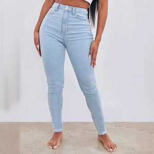 Jean Skinny Bleu Clair Ultra-Élastique pour Femme Grande Taille – Pantalon Stretch Style Europe-Amérique Idéal pour le Quotidien - Product Image 1
