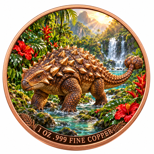 1 oz 999 Feinkupfermünze Ankylosaurus Jurazeit 3D Hochrelief UV-Farbbeständig König der Dinosaurier Kunstmetallhandwerk - Product Image 5