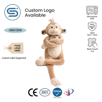 Peluche singe en coton PP chauffable au micro-ondes, douce et rembourrée, jouet en peluche personnalisé pour enfants, cadeau pour bébé