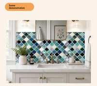 Autocollants muraux amovibles et effaçables en mousse XPE 2,0 mm, imperméables, à motif floral luxueux, imitation carrelage, pour la maison