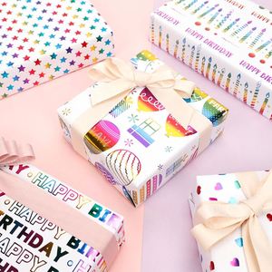 Wholesale 80g Birthday Colorful Hot Stamping Art <b>Paper</b> Tissue 43*300cm Gift Luxury Custom Packaging <b>Wrapping</b> <b>Paper</b> <b>Roll</b> - Product Image 1