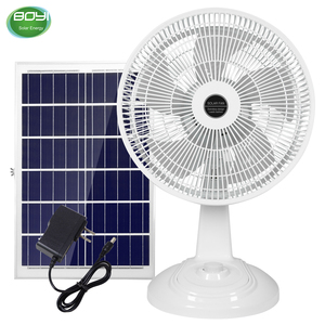Ventilador de mesa solar de 15W Ventilador blanco de 3 velocidades con carga de CA CC para dormitorio Baño Hotel al aire libre Ventilador solar portátil de 15W - Product Image 1