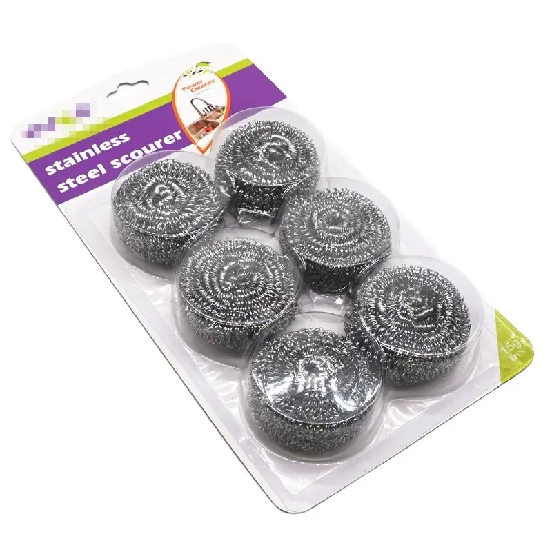 6pcs Per Pack 15g Household Steel 410 Wire Scourer Scrubber Stainless Wire Cleaning Ball For Kitchen Cleaning