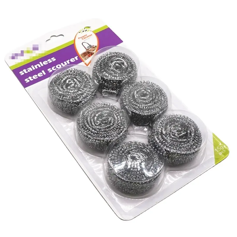 Estropajo de alambre de acero inoxidable 410, Bola de limpieza para limpieza de cocina, 15g, 6 uds. Por paquete