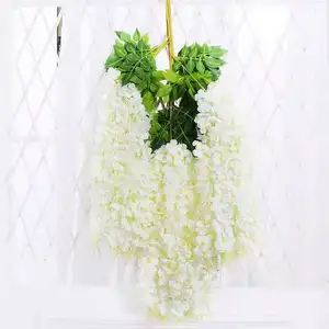 ขายส่งดอกไม้ประดิษฐ์ Wisteria 3สาขาแขวนสำหรับตกแต่งงานแต่งงาน