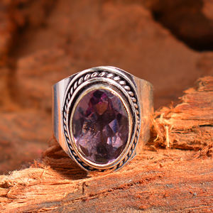 แหวนพลอยอเมทิสต์เงินสเตอร์ลิงใส่ได้ทั้งชายและหญิงทำมือตัดรูปไข่งานหมั้นวันครบรอบแต่งงานปาร์ตี้สะโพก - Product Image 2