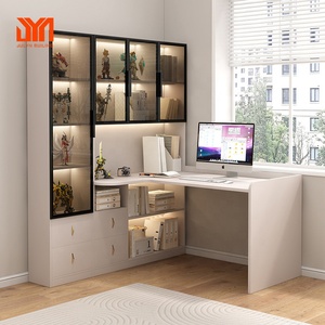 Estantería de escritorio de esquina JYN, combinación de gabinete de escritorio de estudio de escritorio de madera maciza integrada para el hogar - Product Image 1