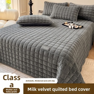 Juego de Ropa de <span class=keywords><strong>Cama</strong></span> Acolchada de Terciopelo de Color Sólido, con Funda de Terciopelo Coral y Sábana de Terciopelo Acolchada con Algodón, Gruesa y Cálida - Product Image 4