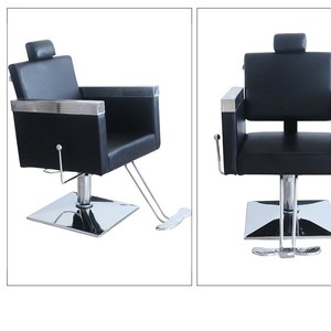 Fauteuil de barbier en cuir PU noir série Zc10, hauteur réglable, inclinable, rotation à 360 degrés, pour salons de coiffure et salons de barbier - Product Image 1