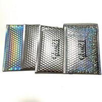 Sacs à bulles métalliques holographiques laser avec logo personnalisé, en aluminium brillant, rembourrés pour produits cosmétiques de luxe