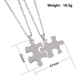 <span class=keywords><strong>Collana</strong></span> di Design con nome personalizzato in acciaio inossidabile Puzzle in stile coppia a basso prezzo - Product Image 2